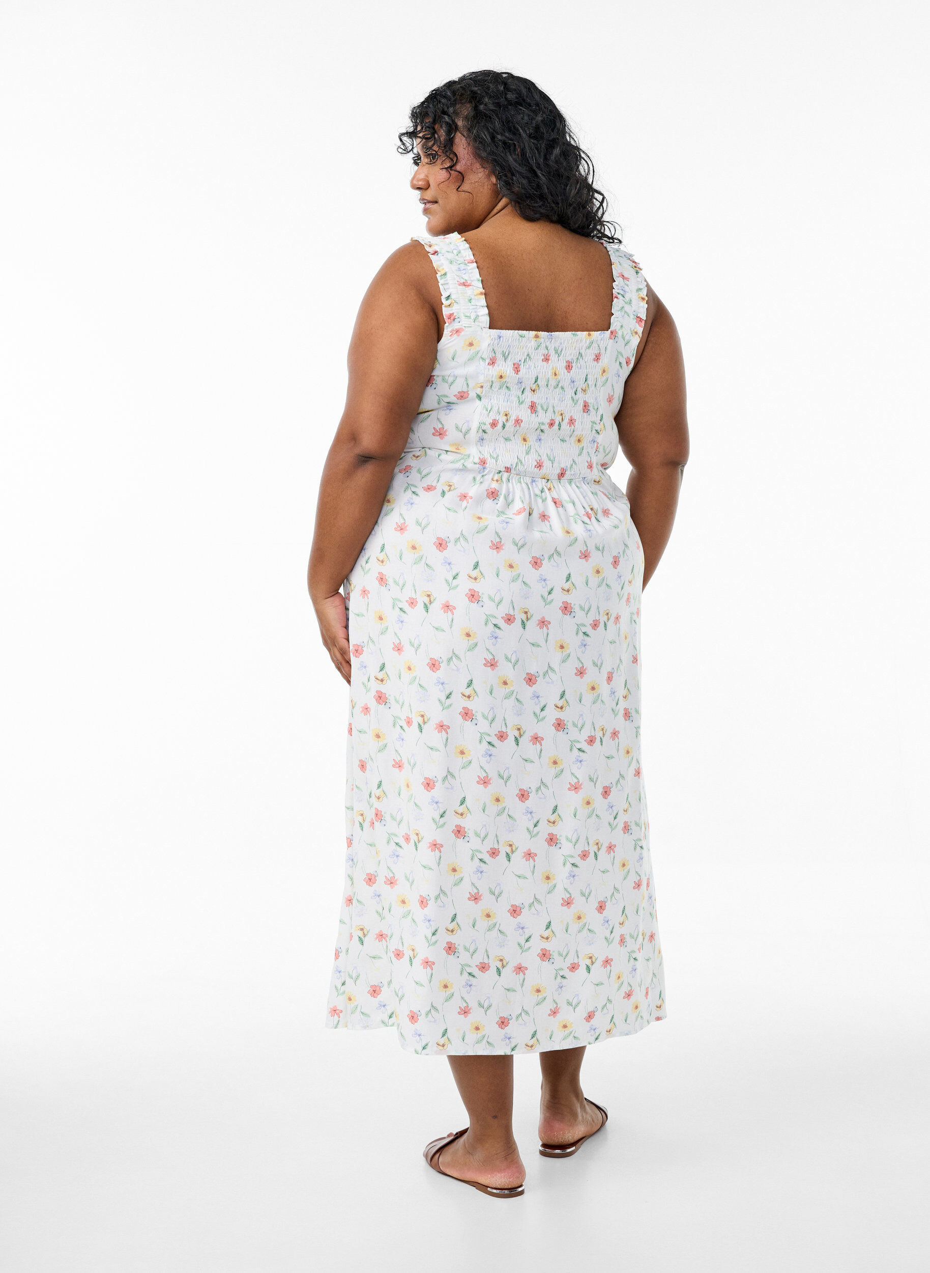 ZizzifashionSummer dress with wide straps, White, Model image number 1
