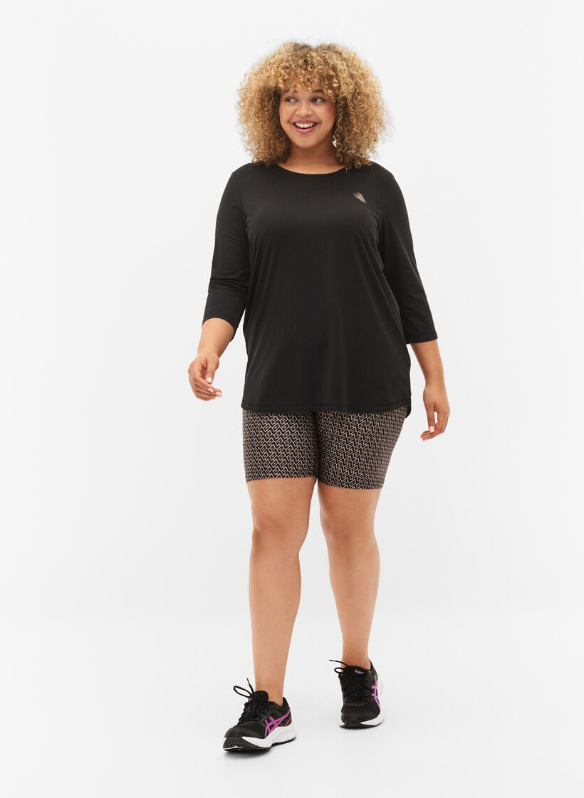 Workout top with 3/4 sleeves, Black, Model image number 1