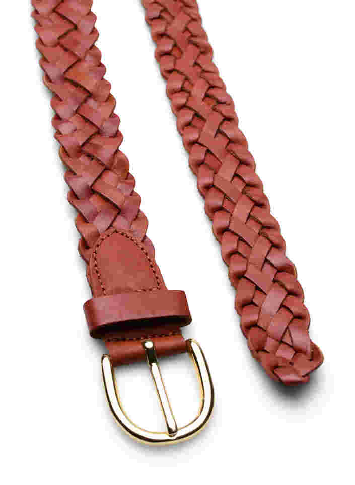 Braided leather belt, Cognac, Packshot image number 1