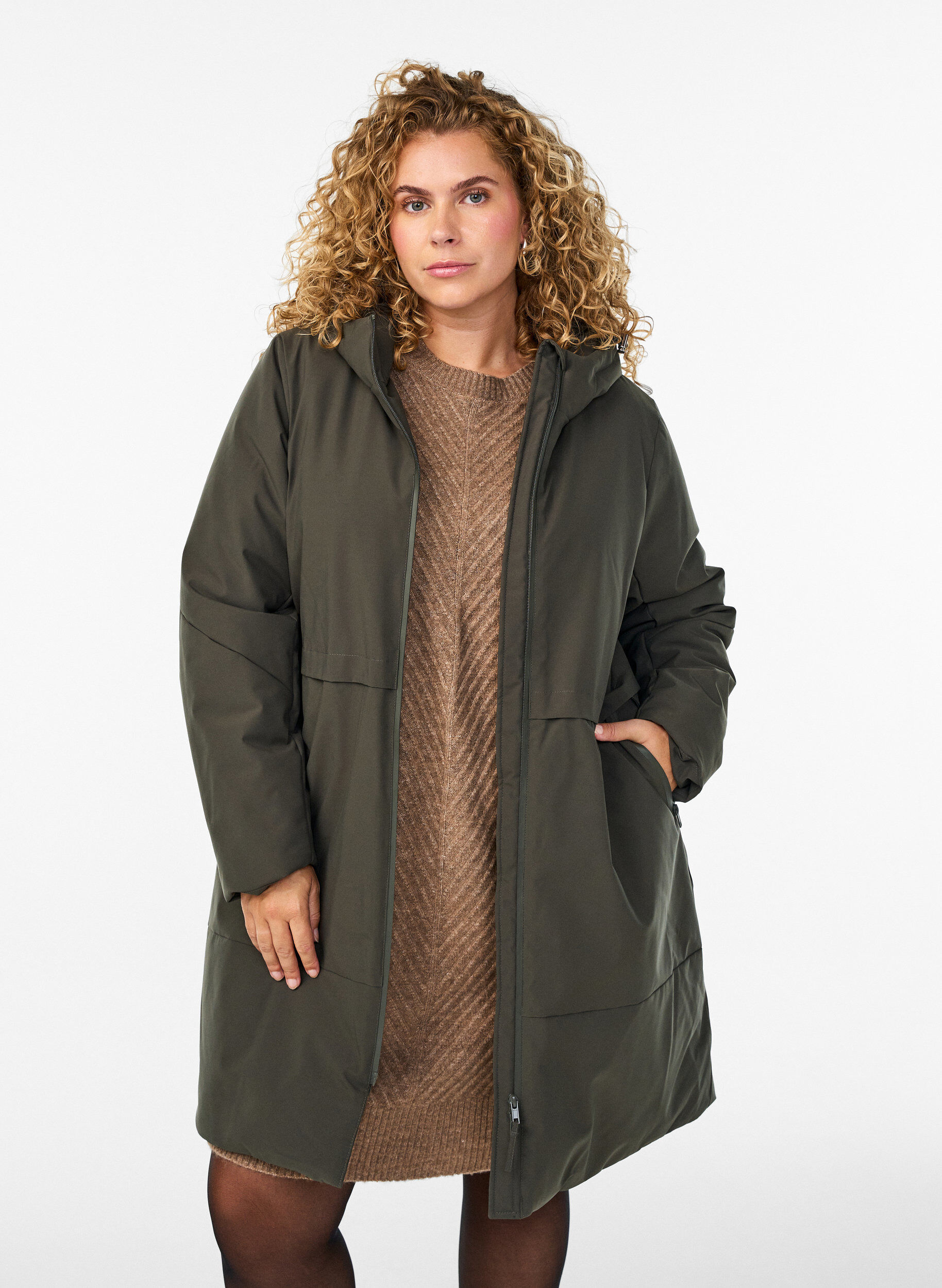 Winter jacket with adjustable waist, Green, Model
