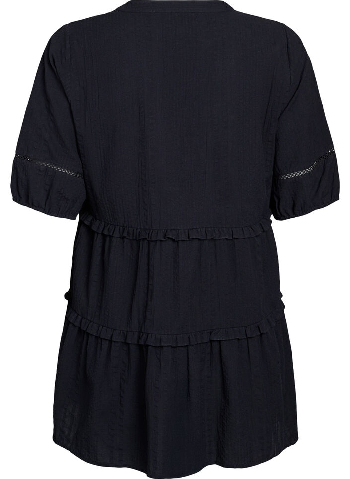 A-shape tunic with ruffles, Black, Packshot image number 1