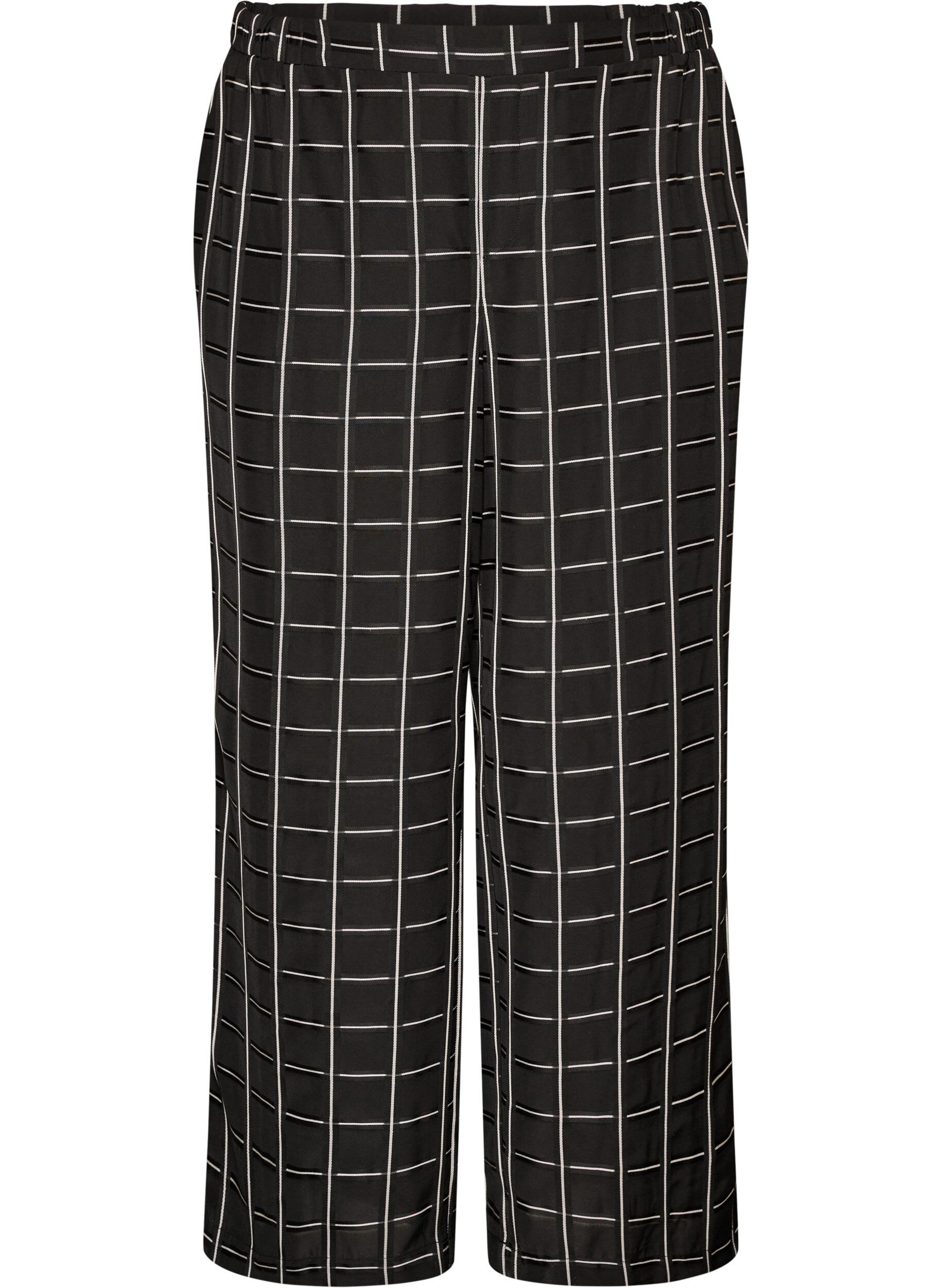 ZizzifashionChecked wide-leg trousers, Black, Packshot image number 0