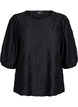 Blouse with texture and 3/4 sleeves, Black, Packshot image number 0