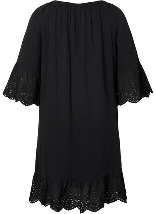 Cotton dress with embroidery anglaise, Black, Packshot image number 1
