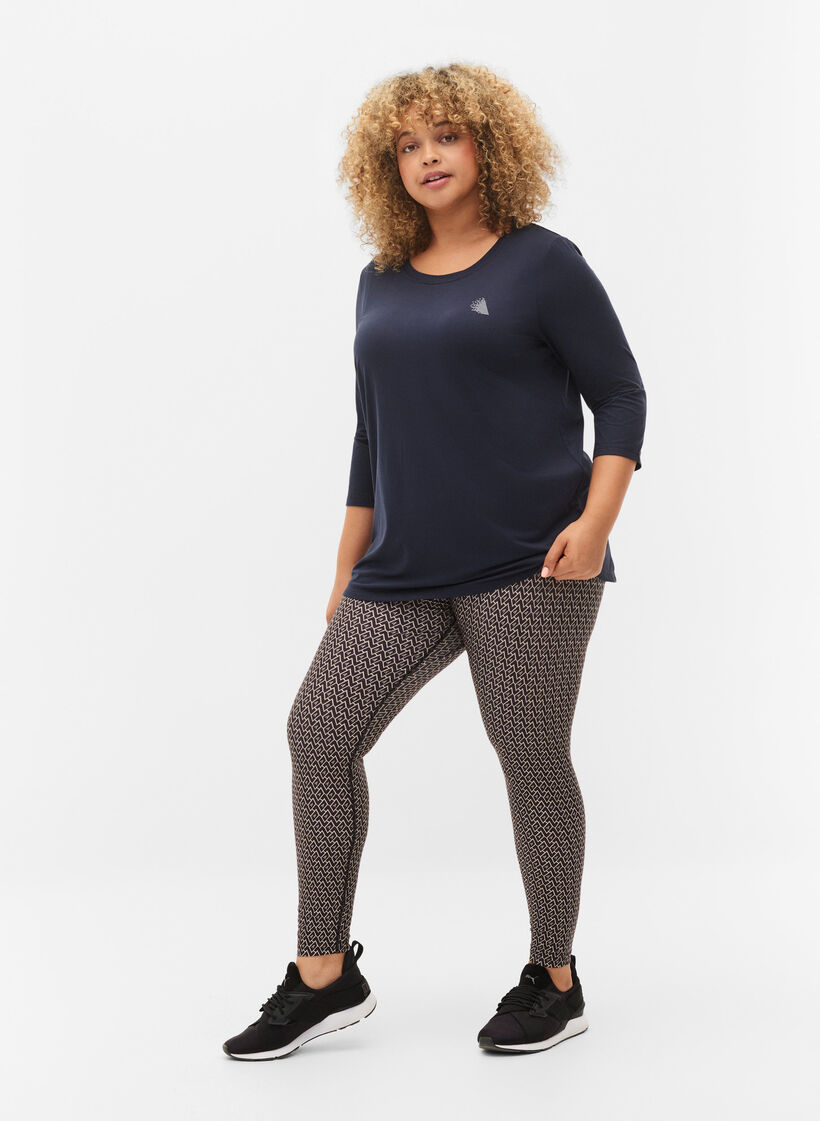 Workout top with 3/4 sleeves, Blue, Model image number 1