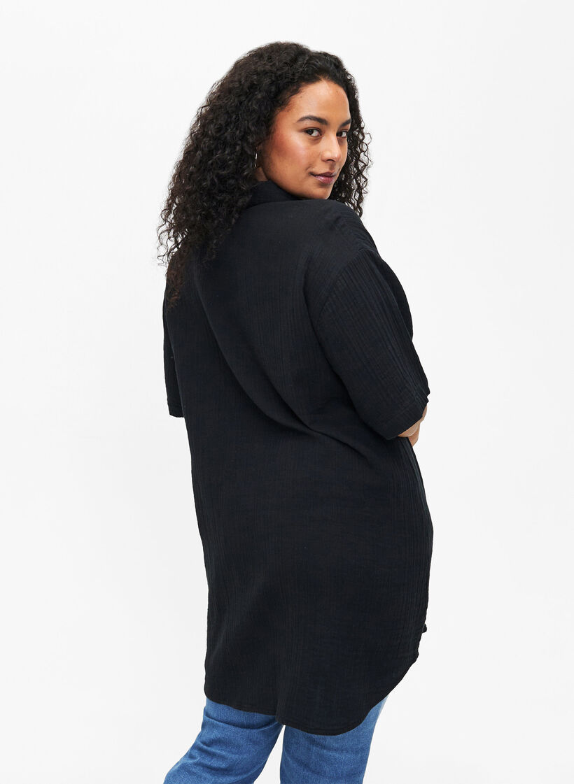 Short sleeve shirt with buttons, Black, Model image number 1