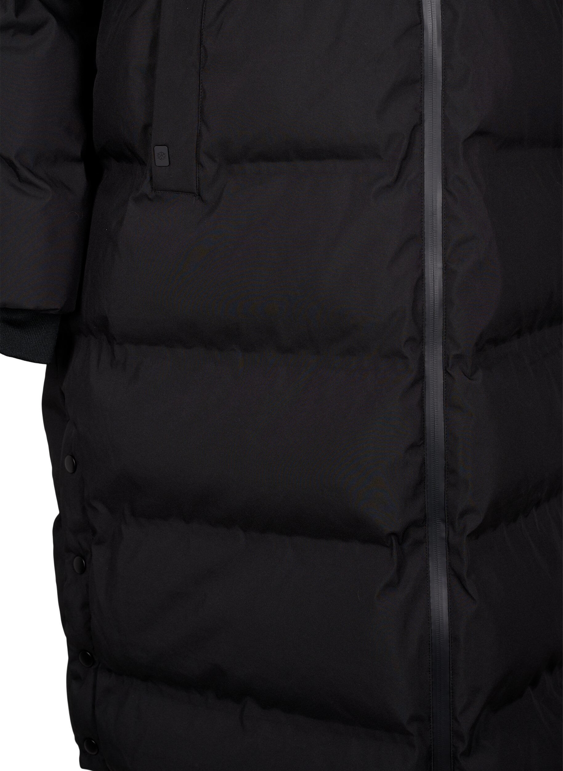 Zizzifashion Long puffer winter coat with hood, Black, Packshot image number 3
