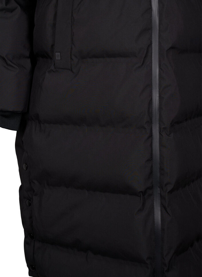 Long puffer winter coat with hood, Black, Packshot image number 3