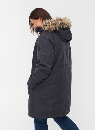 Waterproof winter jacket with removable hood, Black, Model image number 1
