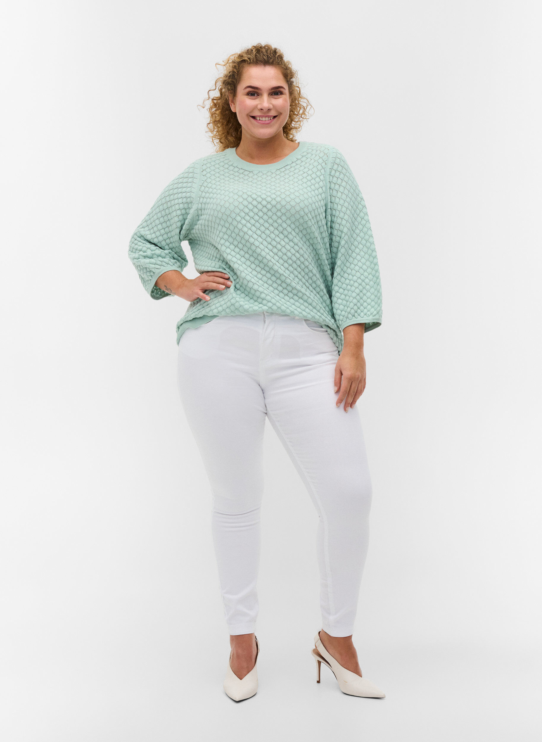 ZizzifashionSuper slim Amy jeans with high waist, White, Model image number 4