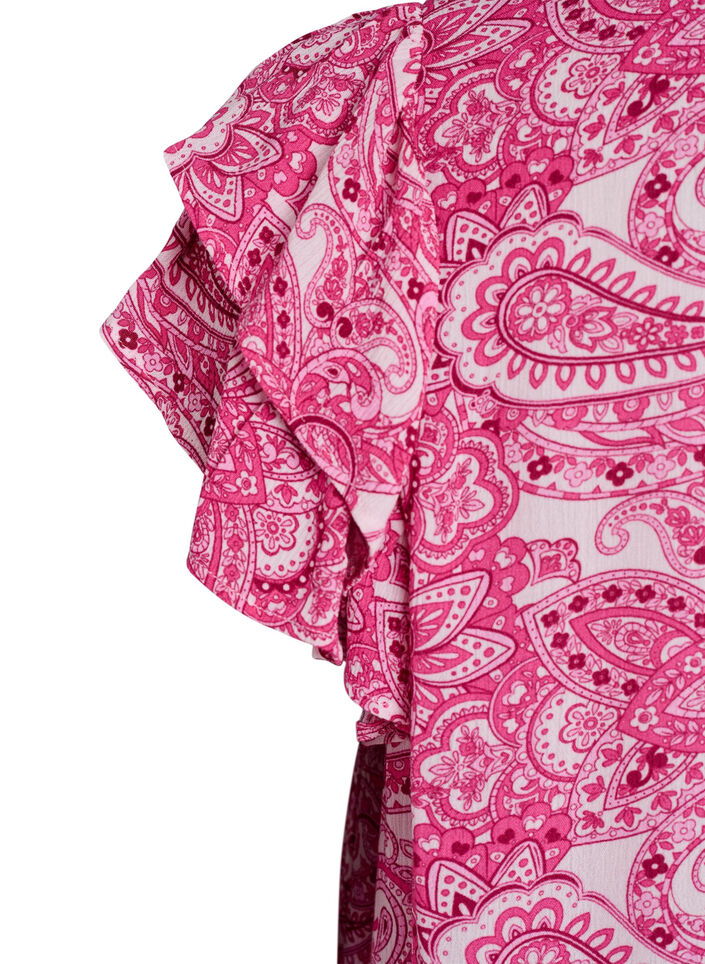 Patterned viscose blouse with ruffle details, Pink, Packshot image number 3