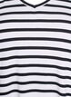 Striped T-shirt with V-neck, Black, Packshot image number 2