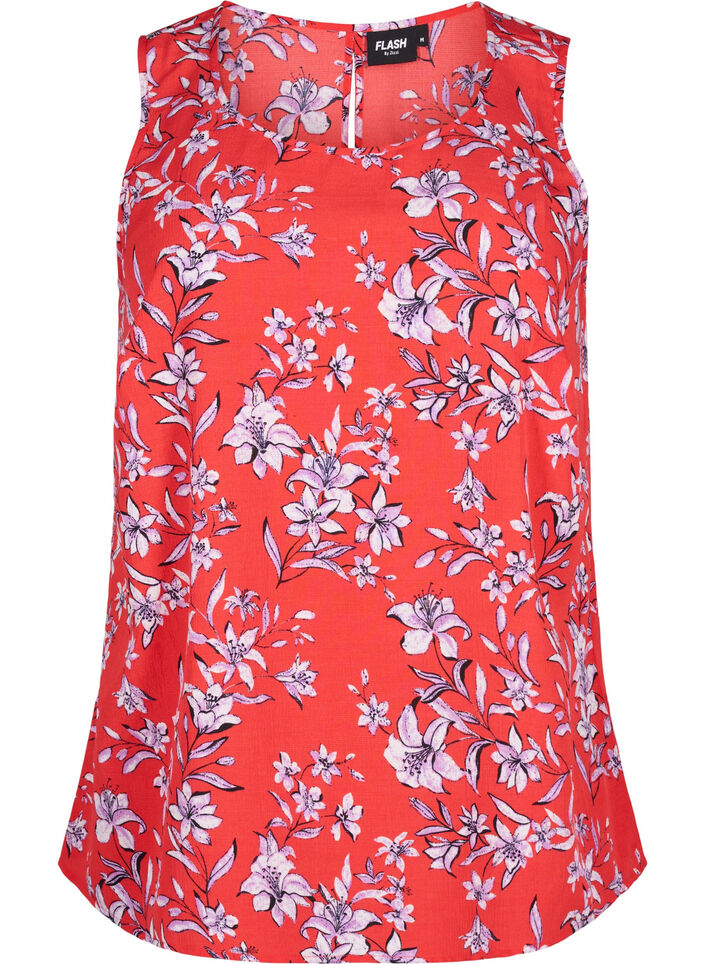 FLASH - Sleeveless top with print, Red, Packshot image number 0