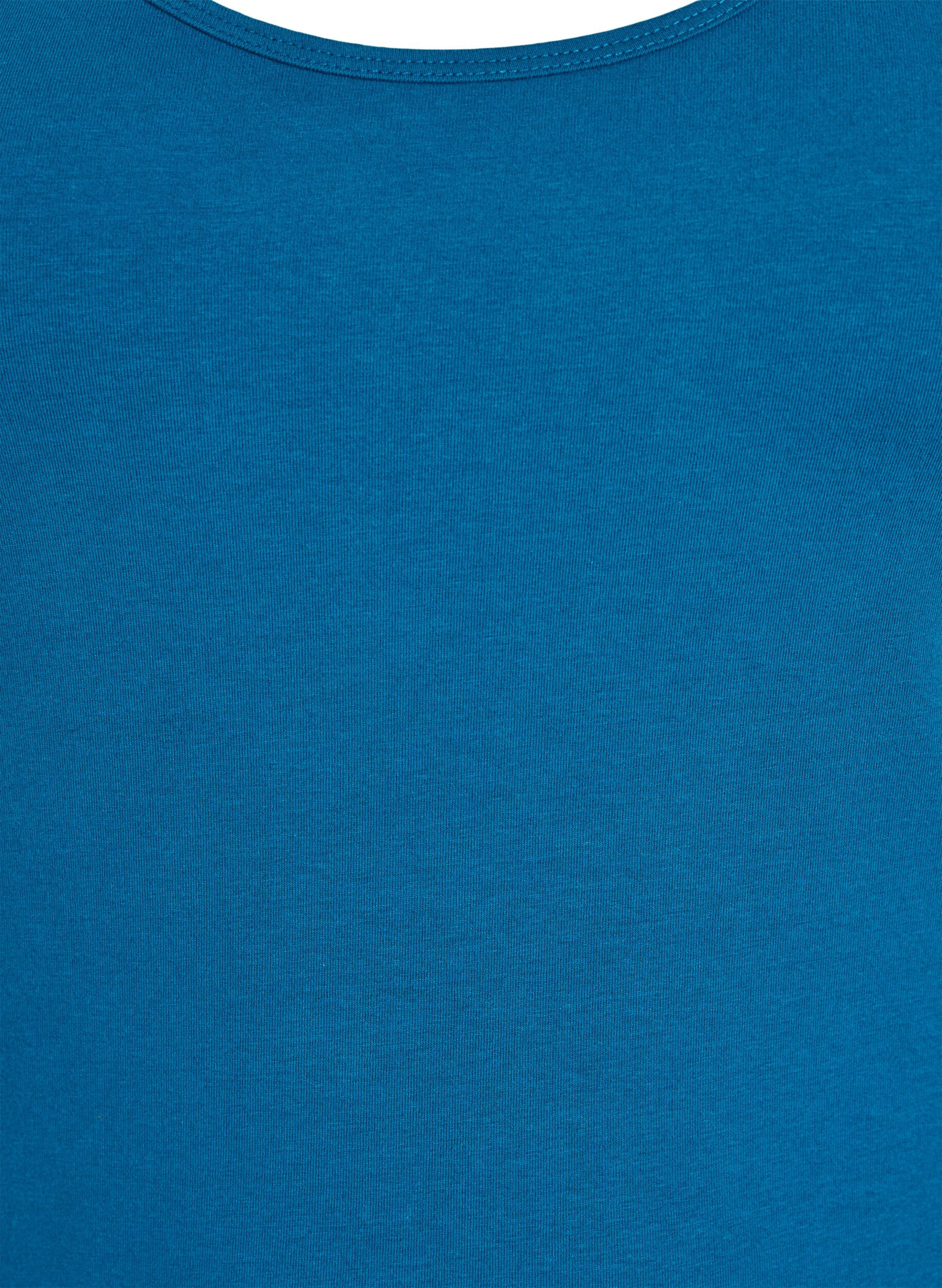 Zizzifashion Solid color basic top in cotton, Petrol, Packshot image number 2
