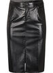 Faux leather skirt with a front slit, Black, Packshot image number 0