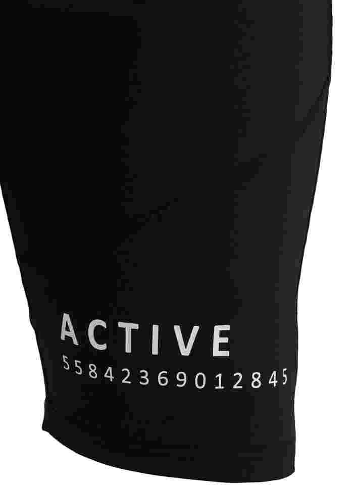 Close-fitting sports shorts with text print, Black, Packshot image number 3