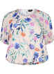 Floral blouse with smocking, Blue, Packshot image number 0