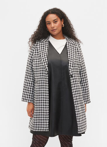 Checkered jacket with button closure, Houndsthooth, Model image number 0