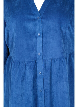 Velvet dress with 3/4-length sleeves and buttons, Estate Blue, Packshot image number 2