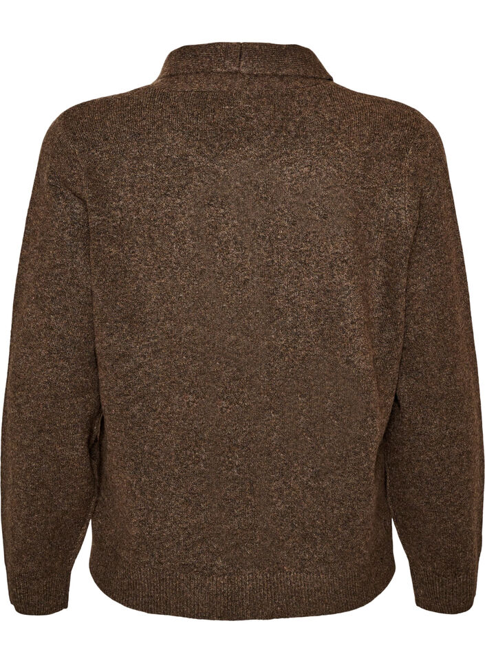 Cardigan with bow ties and buttons, Brown, Packshot image number 1