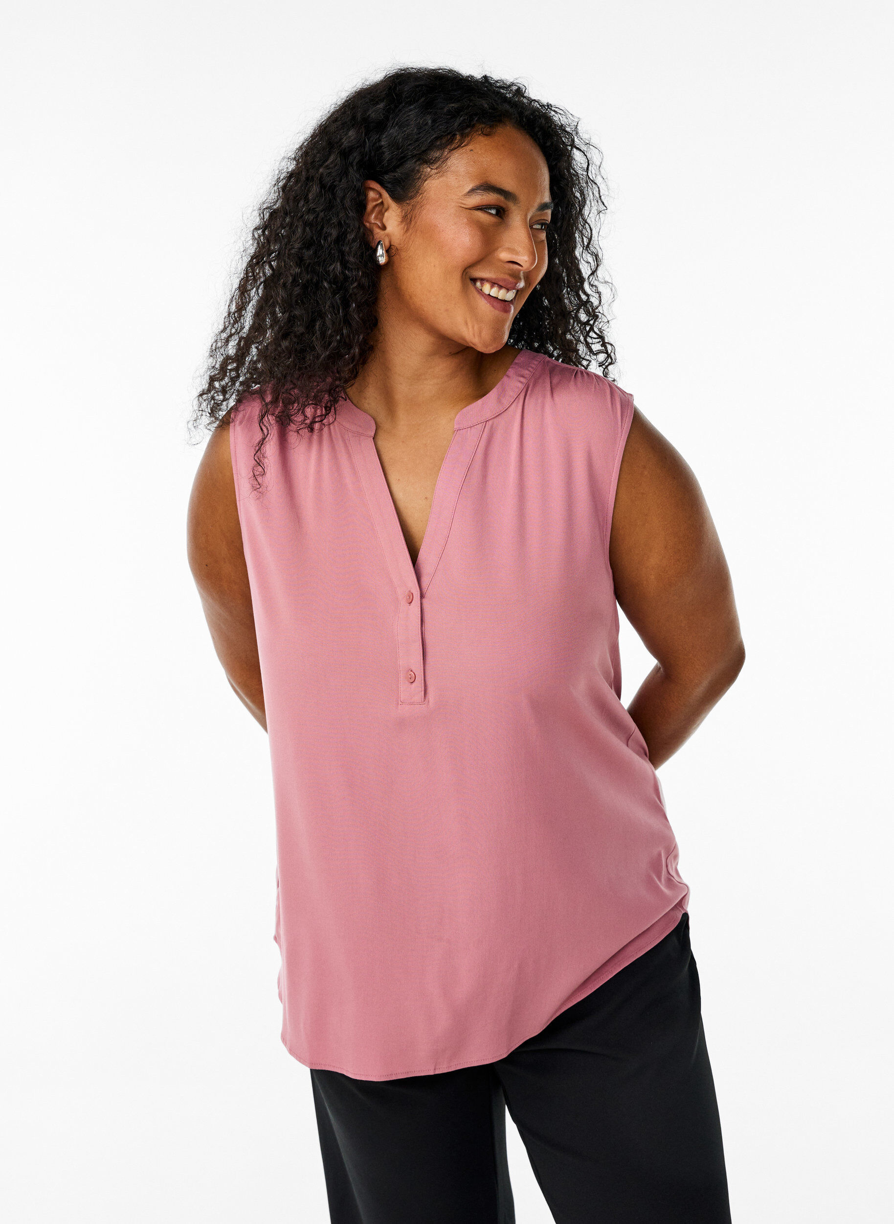 Zizzifashion Sleeveless viscose blouse, Rose, Model image number 0