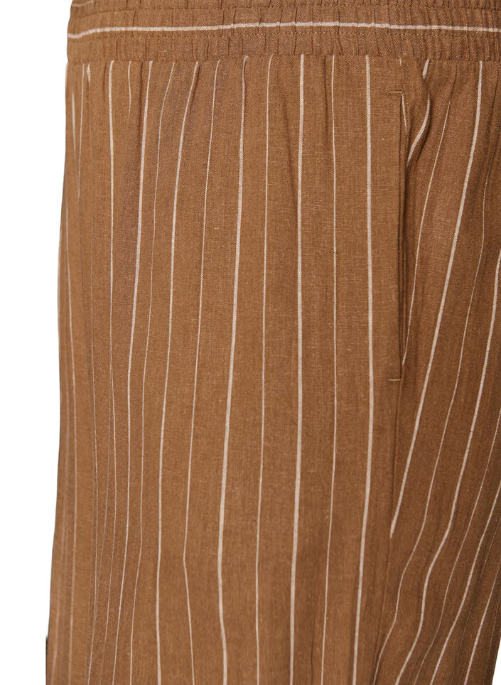 Wide-leg linen and viscose trousers, Brown, Packshot