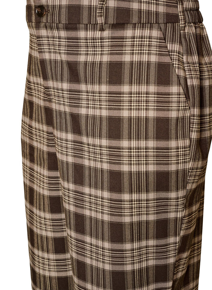 Checked trousers with wide legs, Brown, Packshot