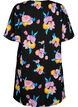 Dress with short puff sleeves and floral print, Black w. flower AOP, Packshot image number 1