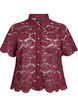 Lace shirt blouse with pearl buttons, Dark Bordeaux, Packshot image number 0
