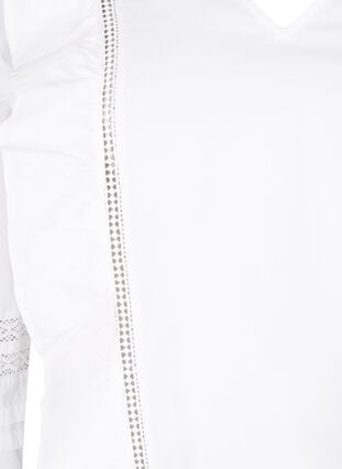 Blouse with ruffles and lace trim, Bright White, Packshot image number 2