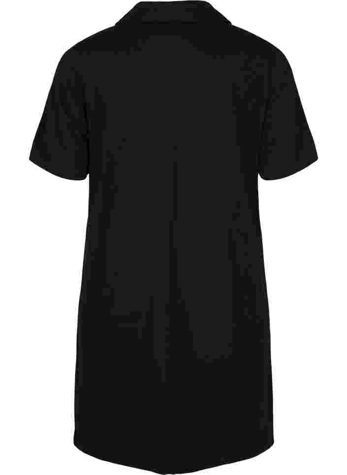 Short-sleeved dress with a collar and zip, Black, Packshot image number 1