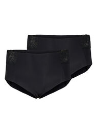 2-pack panties with lace and regular waist, Black, Packshot