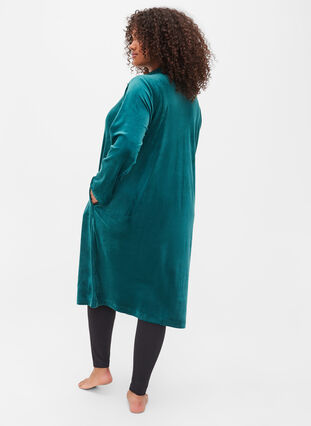 Velour bathrobe with zipper, Ponderosa Pine, Model image number 1