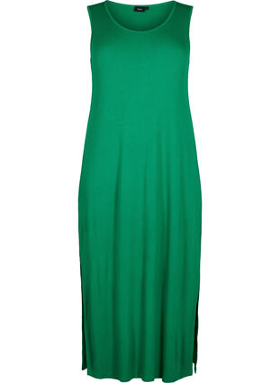 Sleeveless ribbed dress in viscose, Jolly Green, Packshot image number 0