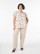 Viscose and linen blouse with ruffle sleeves, Beige, Model image number 1