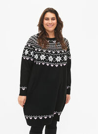 Christmas knit dress, Black Comb, Model