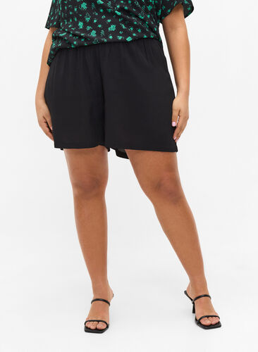 Loose-fitting shorts with elasticated waistband, Black, Model image number 1