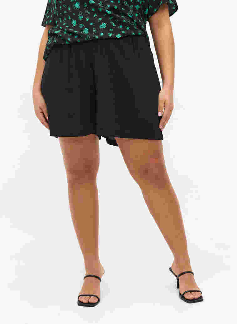 Loose-fitting shorts with elasticated waistband, Black, Model image number 1