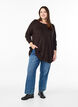 Knitted blouse with side buttons, Brown, Model image number 1