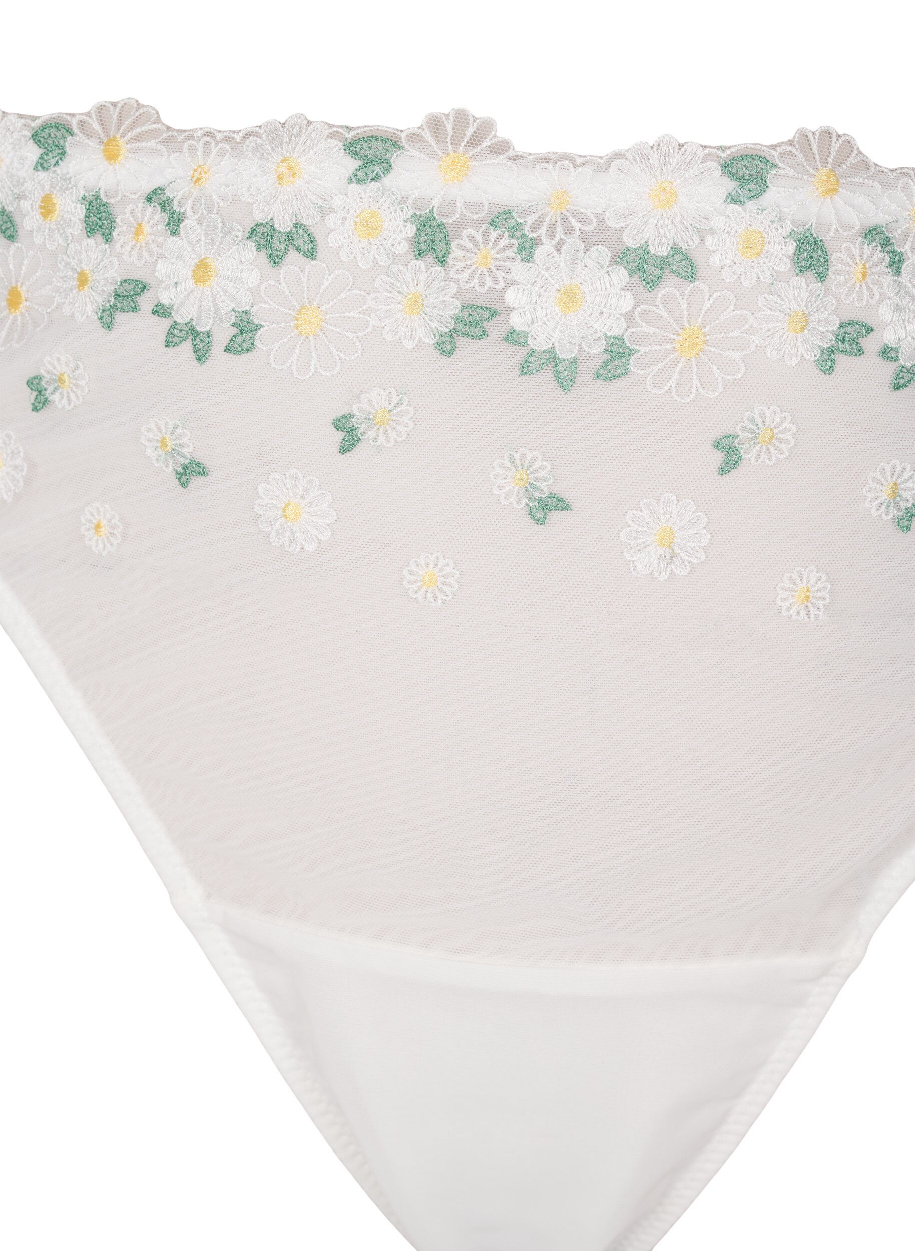 Zizzifashion Mesh thong with daisy embroidery, White, Packshot image number 2