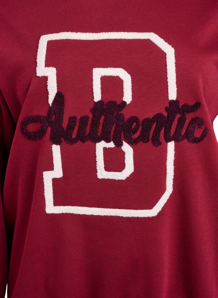 Sweatshirt with terry text, Dark Bordeaux, Packshot