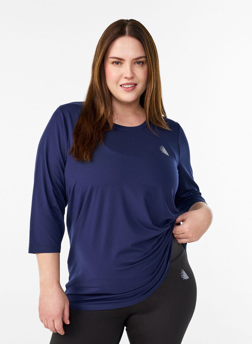 Sports top with 3/4 sleeves, Blue, Model image number 0
