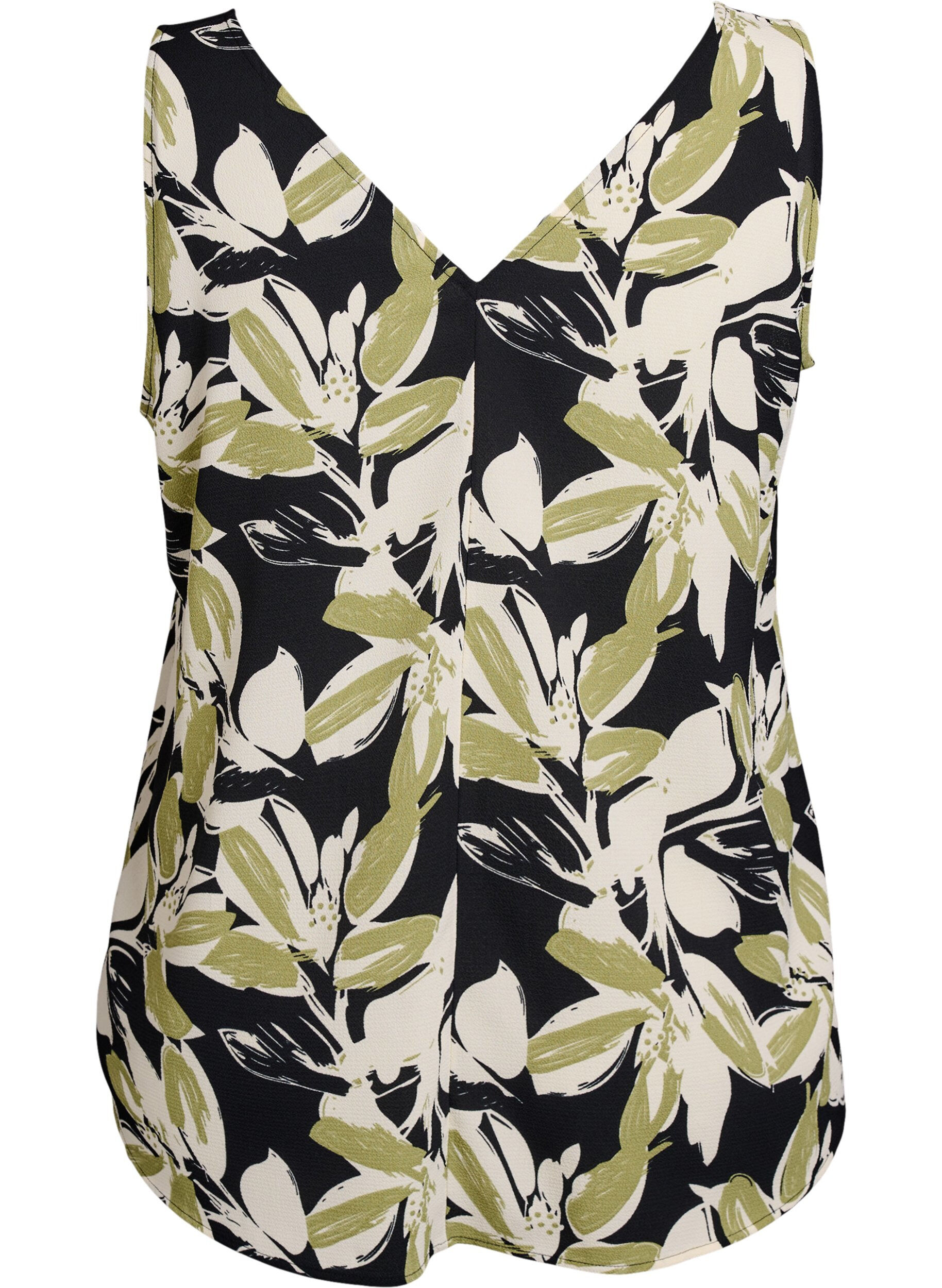 ZizzifashionPrinted top with v-neck, Black, Packshot image number 1