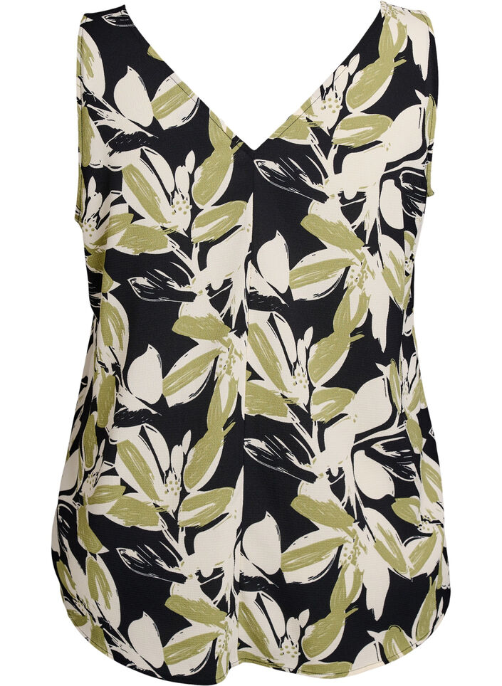Printed top with v-neck, Black, Packshot image number 1