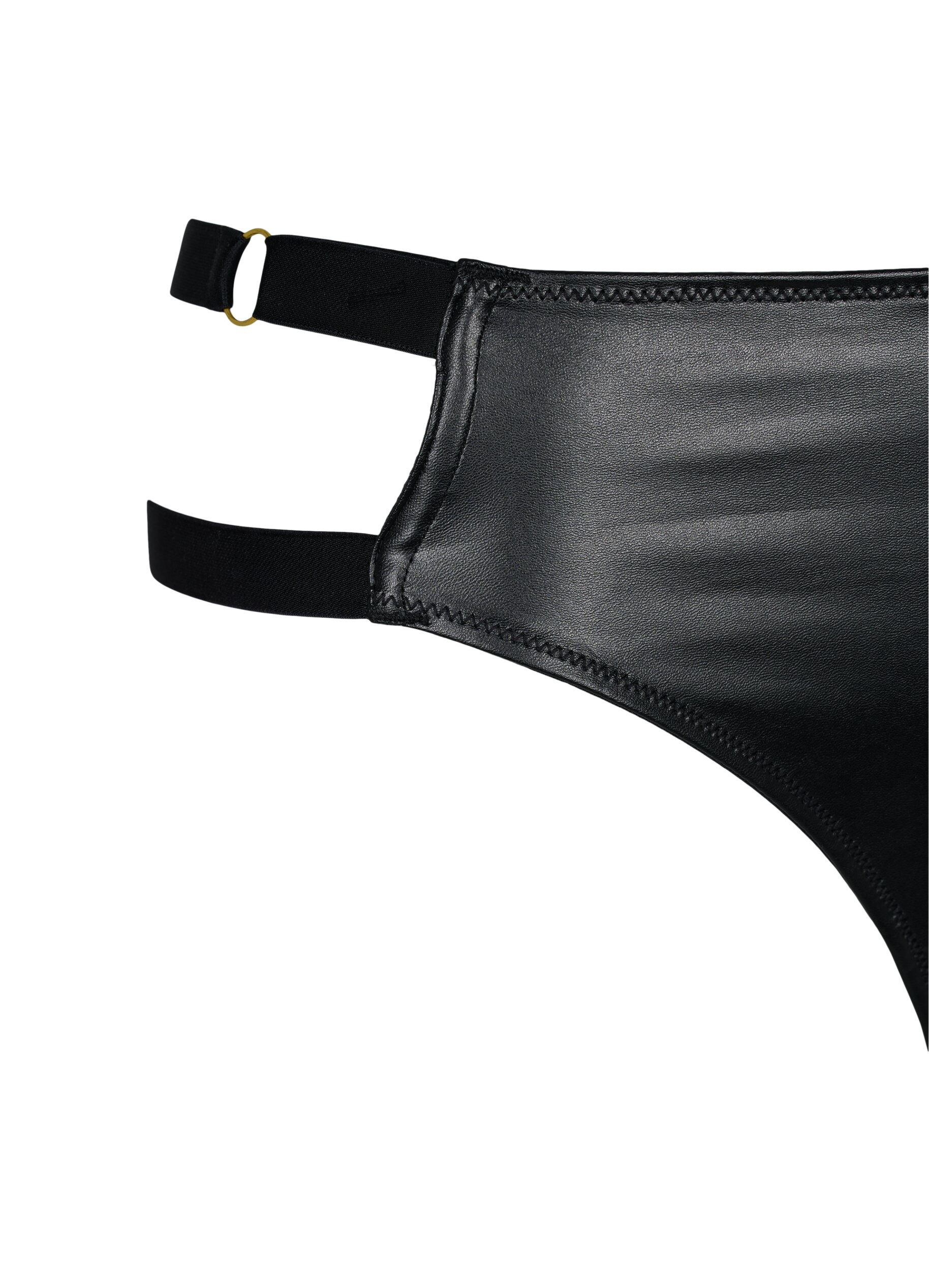 Zizzifashion Coated thong with string, Black, Packshot image number 3