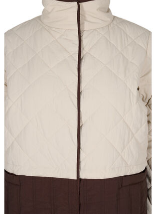 Long quilted jacket in block-colours, Black Coffee Comb, Packshot image number 2