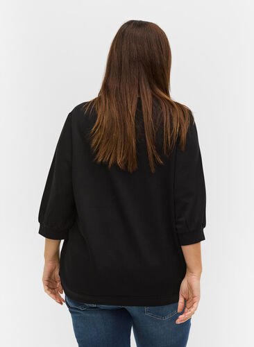 Blouse with 3/4-length sleeves, Black, Model image number 1