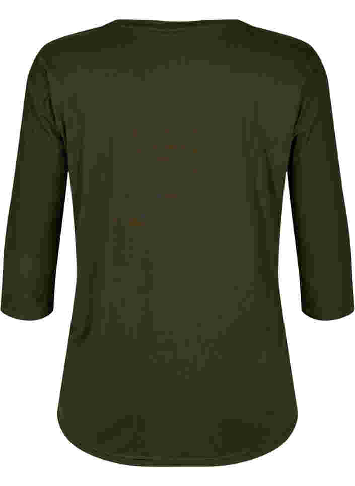 Workout top with 3/4 sleeves, Forest Night, Packshot image number 1