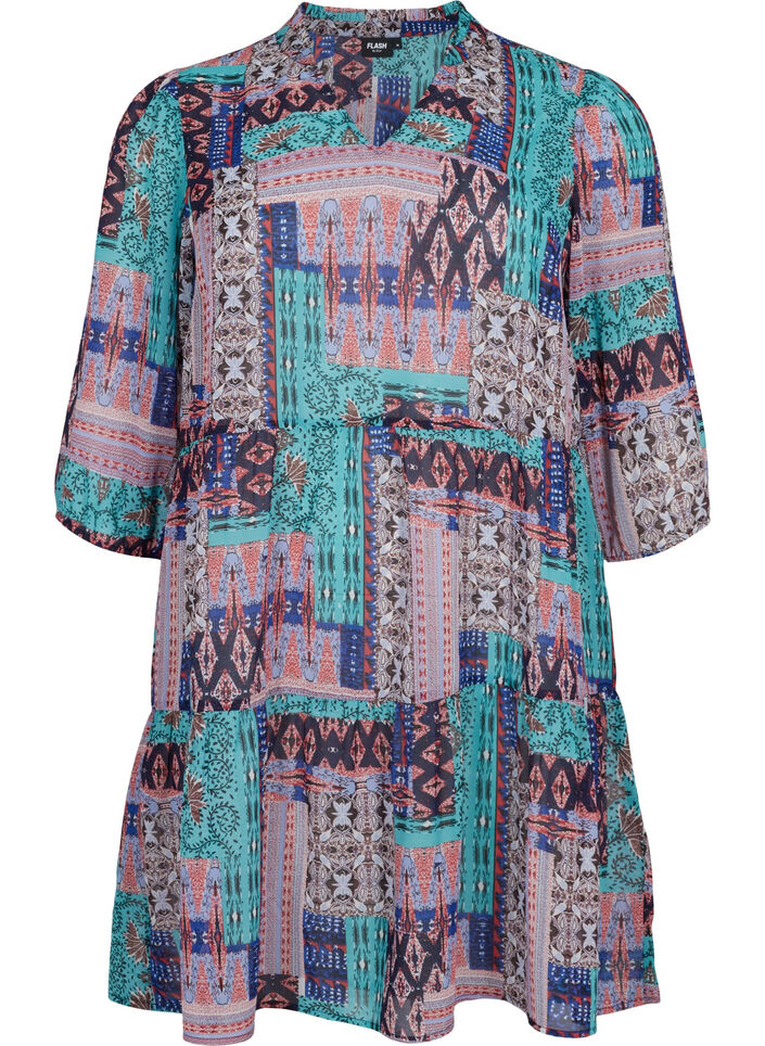 FLASH - Printed tunic with 3/4 sleeves, Multi Ethnic , Packshot image number 0