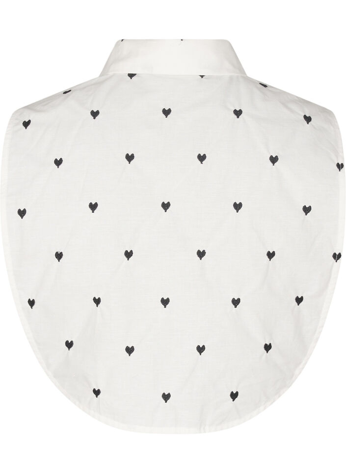 Loose collar with embroidered hearts, White, Packshot image number 1